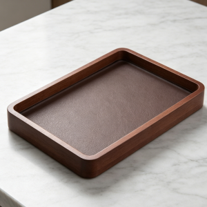 Dark Brown Wooden Valet Catch-All Tray